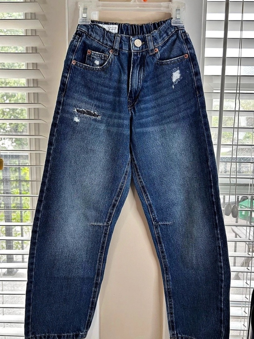 Zara Kids Distressed Elastic Waist Jeans Blue 9/10